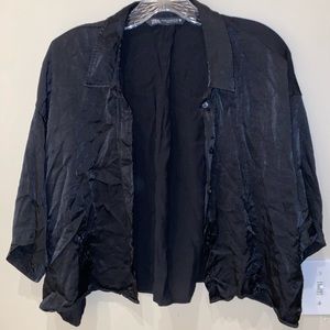 Satin Button Up Crop Top